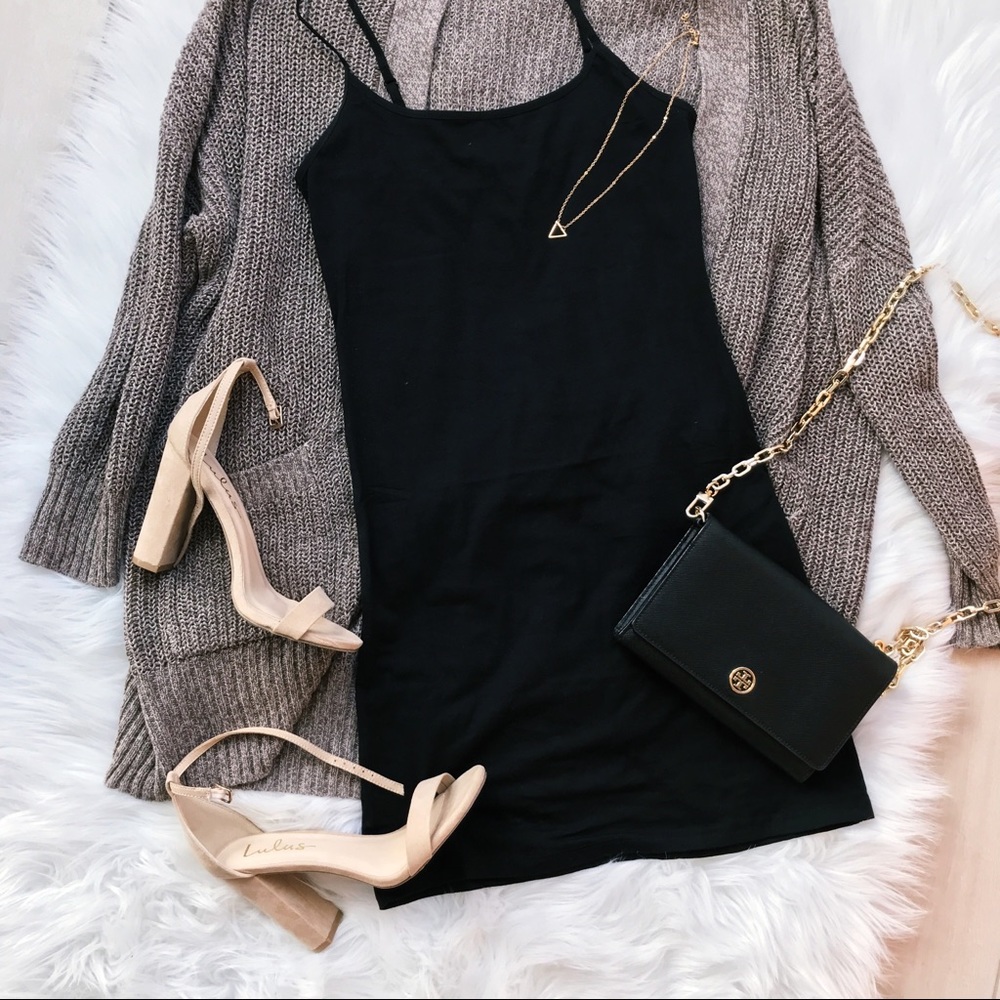 LAST Amber // Basic Black Cami Layering Dress - Picture 2 of 3